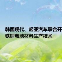 韩国现代、起亚汽车联合开发磷酸铁锂电池材料生产技术
