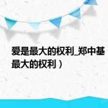 爱是最大的权利_郑中基(爱是最大的权利)