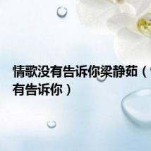 情歌没有告诉你梁静茹(情歌没有告诉你)