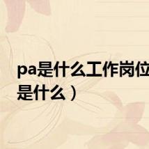pa是什么工作岗位(pa是什么)