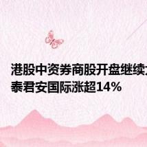 港股中资券商股开盘继续大涨 国泰君安国际涨超14%