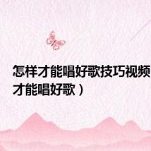 怎样才能唱好歌技巧视频(怎样才能唱好歌)