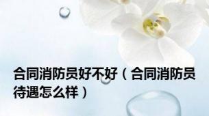 合同消防员好不好（合同消防员待遇怎么样）