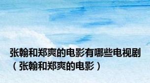 张翰和郑爽的电影有哪些电视剧（张翰和郑爽的电影）