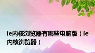 ie内核浏览器有哪些电脑版（ie内核浏览器）