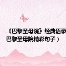 《巴黎圣母院》经典语录摘抄(巴黎圣母院精彩句子)