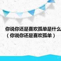 你说你还是喜欢孤单是什么电视剧（你说你还是喜欢孤单）