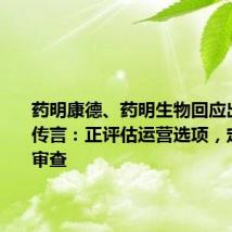 药明康德、药明生物回应出售业务传言:正评估运营选项,定期业务审查