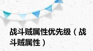 战斗贼属性优先级（战斗贼属性）