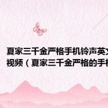 夏家三千金严格手机铃声英文歌曲视频(夏家三千金严格的手机铃声)