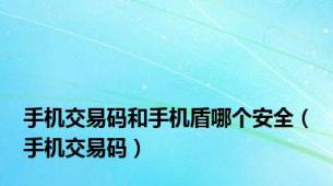 手机交易码和手机盾哪个安全（手机交易码）