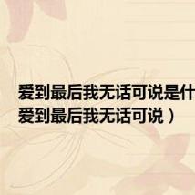 爱到最后我无话可说是什么歌（爱到最后我无话可说）