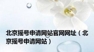 北京摇号申请网站官网网址（北京摇号申请网站）