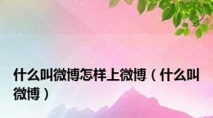 什么叫微博怎样上微博（什么叫微博）