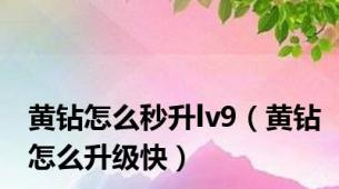 黄钻怎么秒升lv9（黄钻怎么升级快）