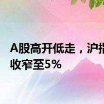 A股高开低走，沪指涨幅收窄至5%