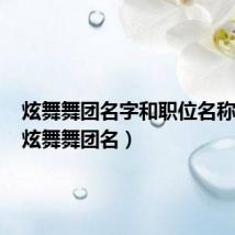 炫舞舞团名字和职位名称大全(炫舞舞团名)