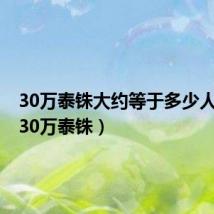 30万泰铢大约等于多少人民币(30万泰铢)