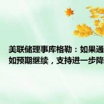 美联储理事库格勒：如果通胀进展如预期继续，支持进一步降息