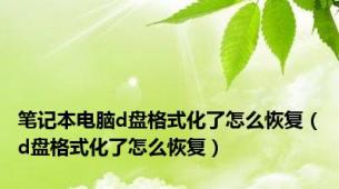 笔记本电脑d盘格式化了怎么恢复（d盘格式化了怎么恢复）