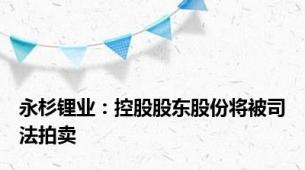 永杉锂业：控股股东股份将被司法拍卖