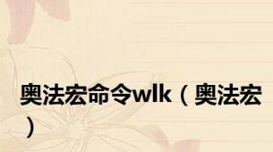 奥法宏命令wlk（奥法宏）
