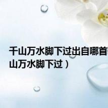 千山万水脚下过出自哪首歌(千山万水脚下过)