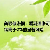 美联储洛根：看到通胀可能会持续高于2%的显著风险