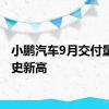 小鹏汽车9月交付量创历史新高