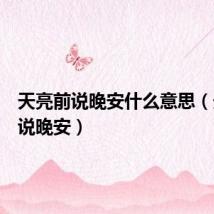 天亮前说晚安什么意思(天亮前说晚安)
