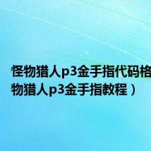 怪物猎人p3金手指代码格式(怪物猎人p3金手指教程)