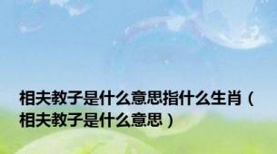 相夫教子是什么意思指什么生肖（相夫教子是什么意思）