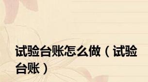 试验台账怎么做（试验台账）