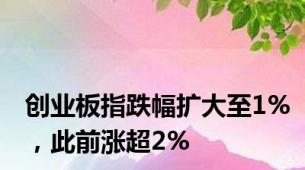 创业板指跌幅扩大至1%，此前涨超2%