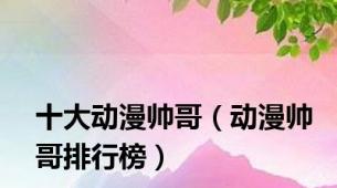 十大动漫帅哥（动漫帅哥排行榜）