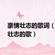 豪情壮志的歌词（豪情壮志的歌）