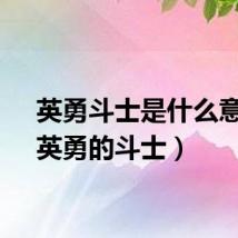 英勇斗士是什么意思(英勇的斗士)