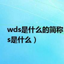 wds是什么的简称(wds是什么)