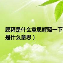 膜拜是什么意思解释一下(膜拜是什么意思)