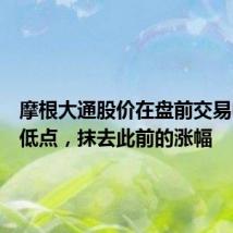 摩根大通股价在盘前交易中跌至低点，抹去此前的涨幅
