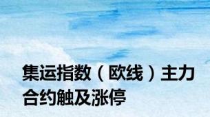 集运指数（欧线）主力合约触及涨停