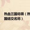 热血三国将领（热血三国结交名将）