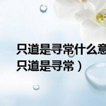 只道是寻常什么意思（只道是寻常）