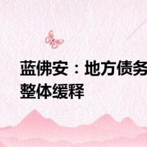 蓝佛安：地方债务风险整体缓释