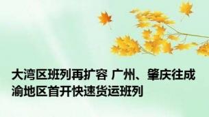 大湾区班列再扩容 广州、肇庆往成渝地区首开快速货运班列