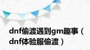 dnf偷渡遇到gm趣事（dnf体验服偷渡）