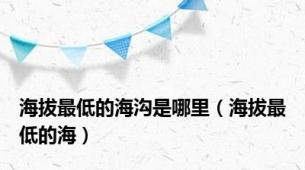 海拔最低的海沟是哪里（海拔最低的海）