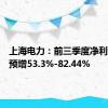 上海电力：前三季度净利润同比预增53.3%-82.44%