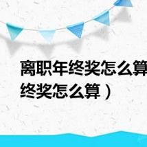 离职年终奖怎么算（年终奖怎么算）