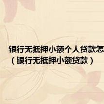 银行无抵押小额个人贷款怎么办理(银行无抵押小额贷款)